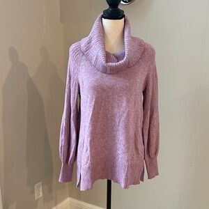 Anthropologie heathered purple cowl turtle neck balloon sleeve sweater small